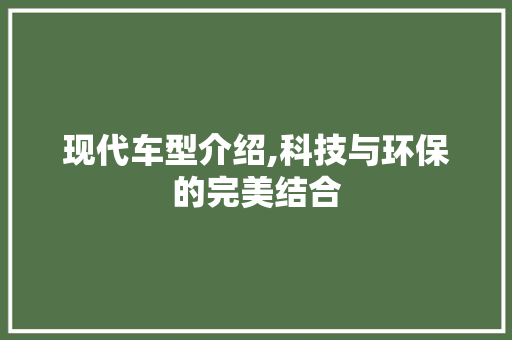 现代车型介绍,科技与环保的完美结合