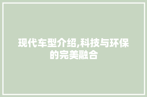 现代车型介绍,科技与环保的完美融合