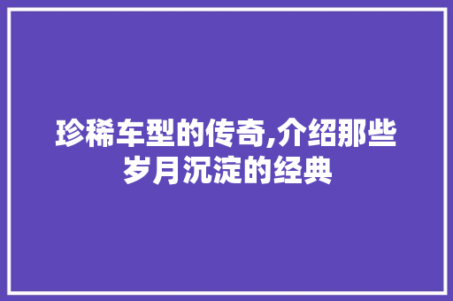 珍稀车型的传奇,介绍那些岁月沉淀的经典