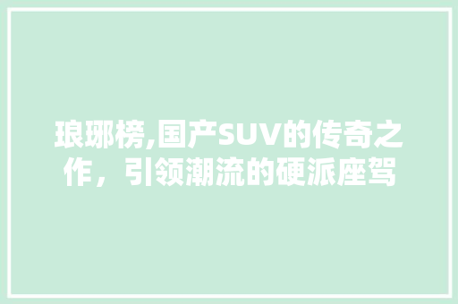 琅琊榜,国产SUV的传奇之作，引领潮流的硬派座驾
