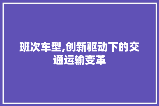 班次车型,创新驱动下的交通运输变革