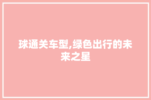 球通关车型,绿色出行的未来之星
