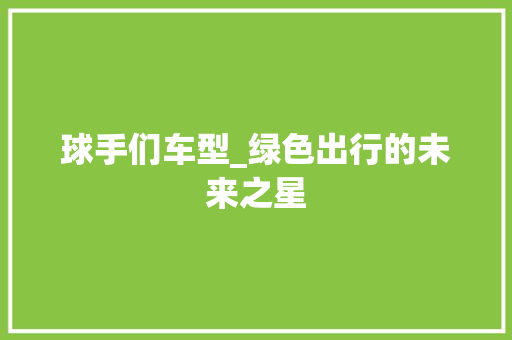球手们车型_绿色出行的未来之星