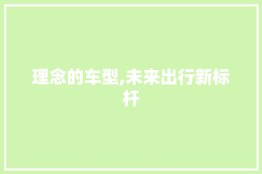 理念的车型,未来出行新标杆