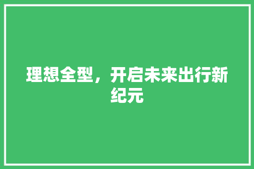 理想全型，开启未来出行新纪元