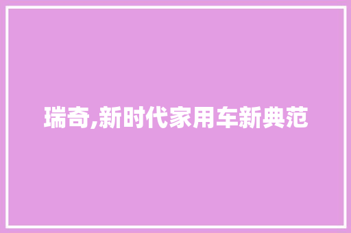 瑞奇,新时代家用车新典范