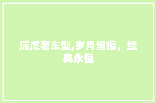 瑞虎老车型,岁月留痕，经典永恒