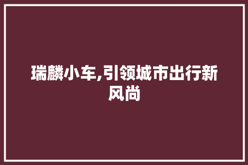 瑞麟小车,引领城市出行新风尚