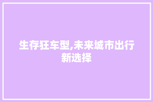 生存狂车型,未来城市出行新选择