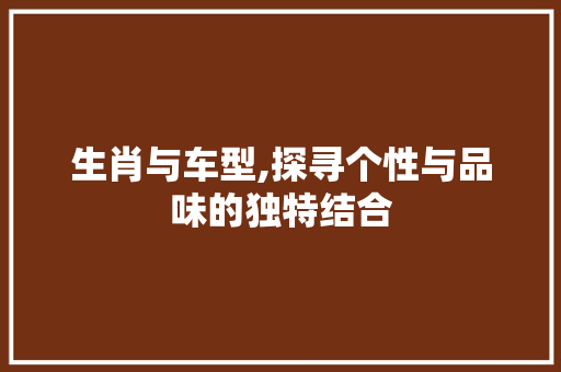 生肖与车型,探寻个性与品味的独特结合