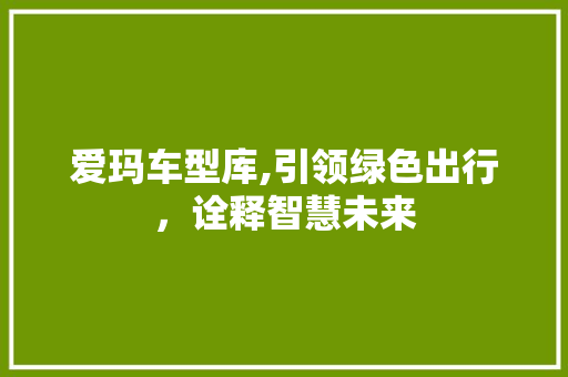 爱玛车型库,引领绿色出行，诠释智慧未来