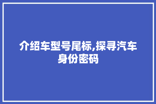 介绍车型号尾标,探寻汽车身份密码 车身配件