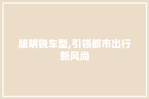 版明锐车型,引领都市出行新风尚