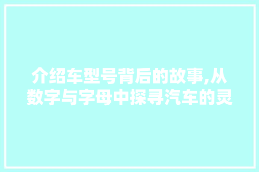 介绍车型号背后的故事,从数字与字母中探寻汽车的灵魂