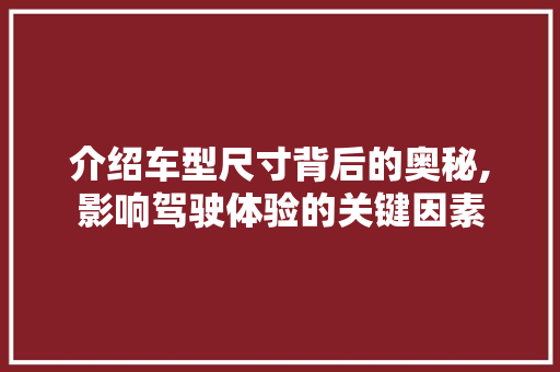 介绍车型尺寸背后的奥秘,影响驾驶体验的关键因素