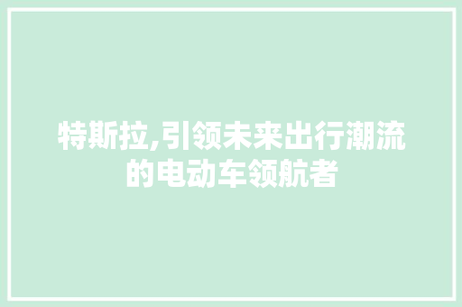 特斯拉,引领未来出行潮流的电动车领航者