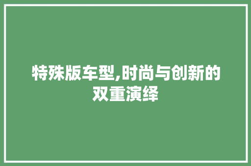 特殊版车型,时尚与创新的双重演绎