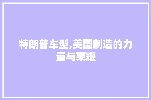 特朗普车型,美国制造的力量与荣耀