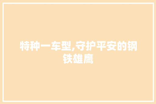 特种一车型,守护平安的钢铁雄鹰