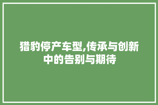 猎豹停产车型,传承与创新中的告别与期待