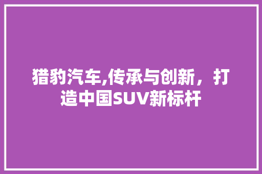 猎豹汽车,传承与创新，打造中国SUV新标杆