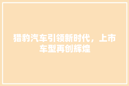 猎豹汽车引领新时代，上市车型再创辉煌