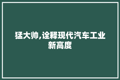 猛大帅,诠释现代汽车工业新高度