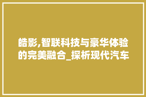 皓影,智联科技与豪华体验的完美融合_探析现代汽车新车型代码背后的故事