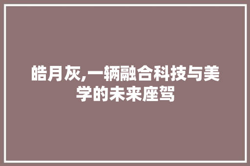 皓月灰,一辆融合科技与美学的未来座驾