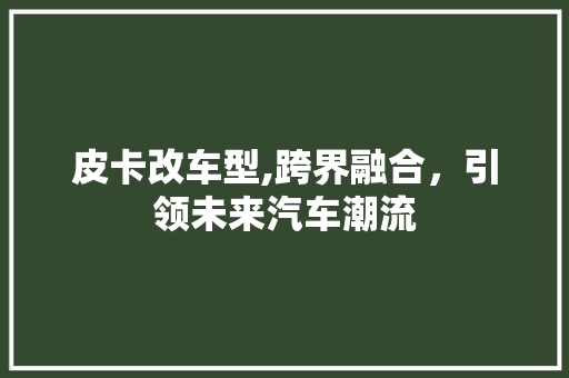 皮卡改车型,跨界融合，引领未来汽车潮流