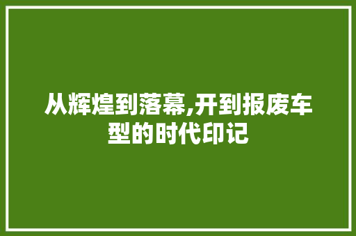 从辉煌到落幕,开到报废车型的时代印记
