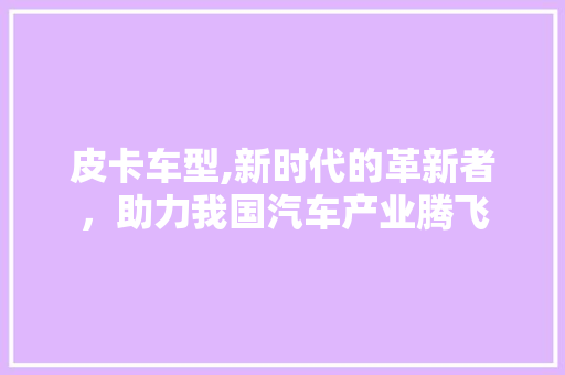 皮卡车型,新时代的革新者，助力我国汽车产业腾飞