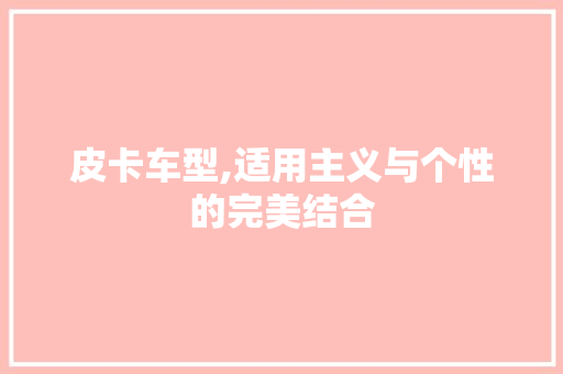 皮卡车型,适用主义与个性的完美结合