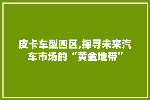 皮卡车型四区,探寻未来汽车市场的“黄金地带”