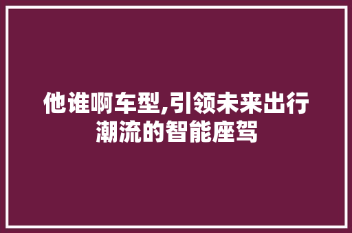 他谁啊车型,引领未来出行潮流的智能座驾