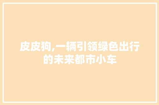 皮皮狗,一辆引领绿色出行的未来都市小车