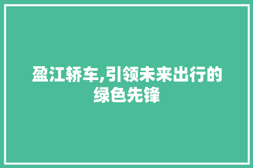 盈江轿车,引领未来出行的绿色先锋