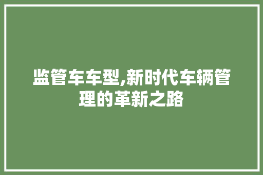 监管车车型,新时代车辆管理的革新之路