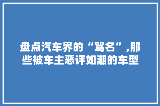 盘点汽车界的“骂名”,那些被车主恶评如潮的车型