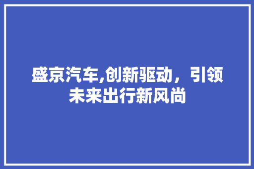 盛京汽车,创新驱动，引领未来出行新风尚
