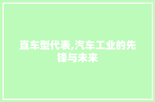 直车型代表,汽车工业的先锋与未来