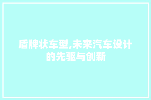 盾牌状车型,未来汽车设计的先驱与创新