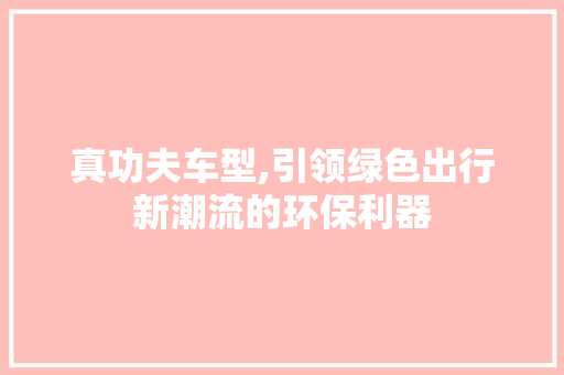 真功夫车型,引领绿色出行新潮流的环保利器