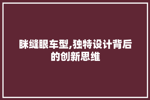 眯缝眼车型,独特设计背后的创新思维