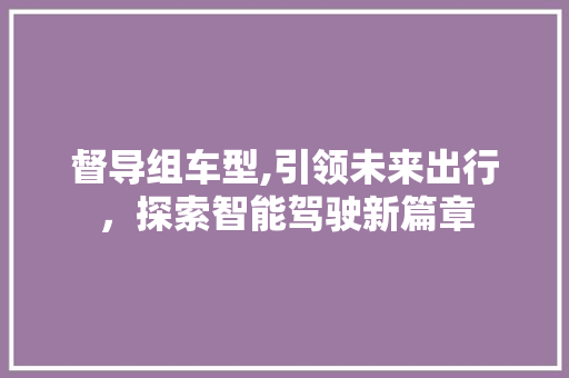 督导组车型,引领未来出行，探索智能驾驶新篇章
