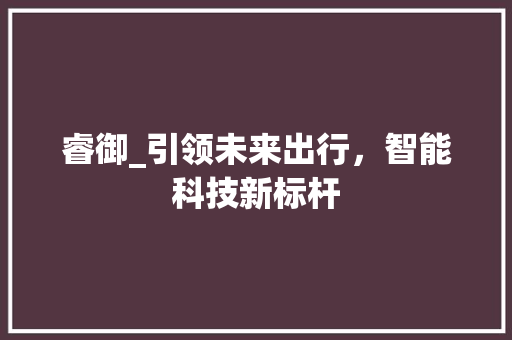 睿御_引领未来出行，智能科技新标杆