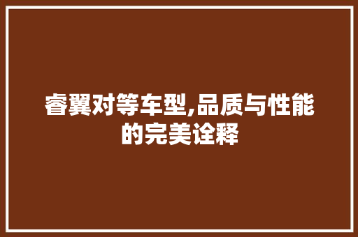 睿翼对等车型,品质与性能的完美诠释