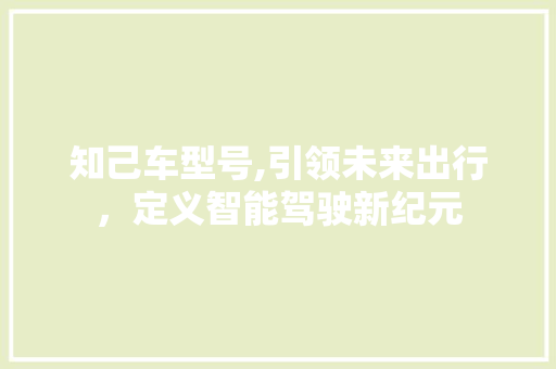 知己车型号,引领未来出行，定义智能驾驶新纪元