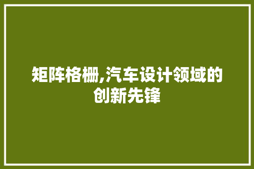 矩阵格栅,汽车设计领域的创新先锋