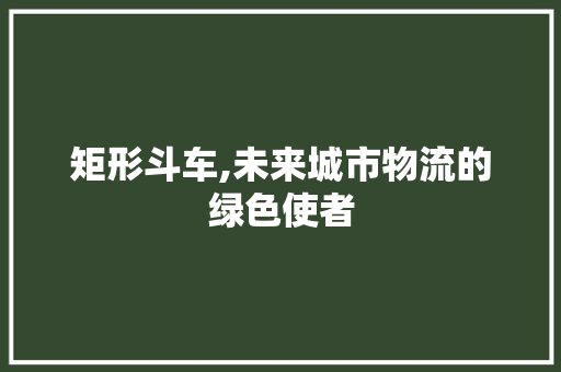 矩形斗车,未来城市物流的绿色使者
